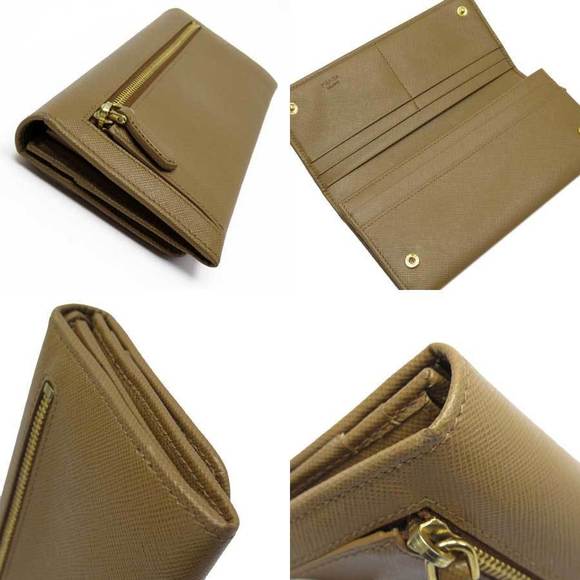 Prada Leather Continental Saffiano Wallet brown - Picture 1 of 3